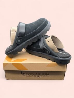 Koolaburra Tizzy by UGG Black Suede Slip-On Clog Sandals Size 12US
